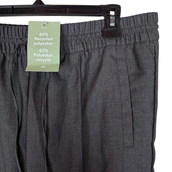 H&M Pants Mens Large Gray High-Rise Pleated Flat Front Drawstring Waist Trendy - Picture 6 of 14